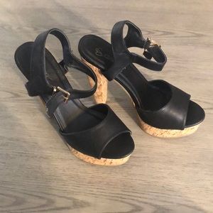 Db Dk Fashion Black Cork Heel Sandals Size 9